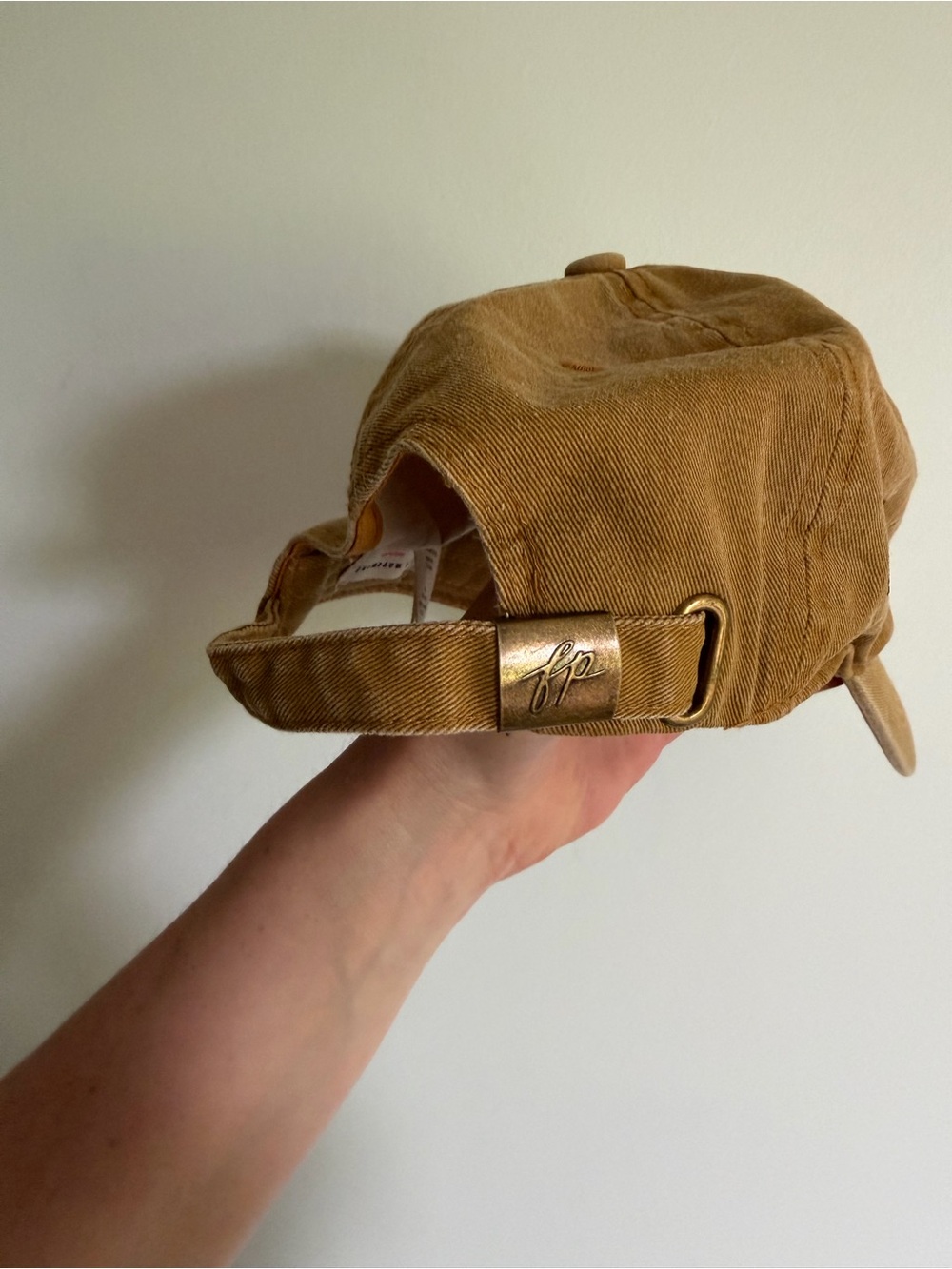 Free People Movement Embroidered Leaf Baseball Cap - Camel Brown Natural Fibers - Picture 3 of 5